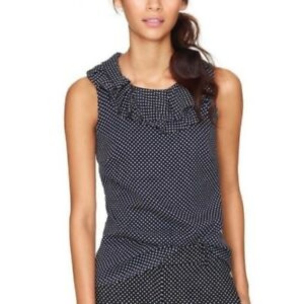 J. Crew Navy Polka dot Silk Top